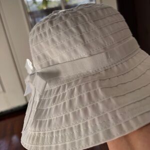 White ribbon Bucket Hat with Bow